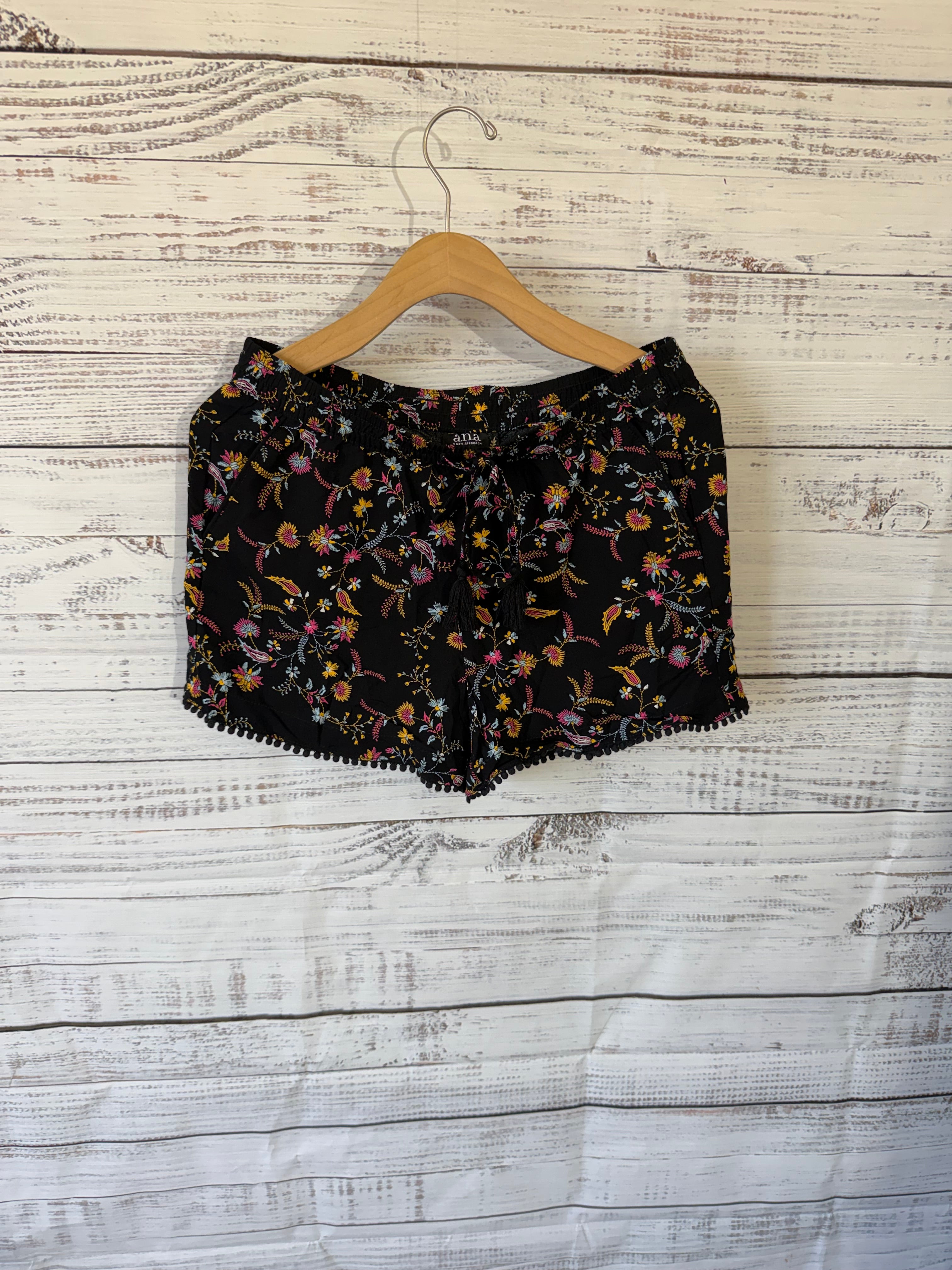Black floral shorts