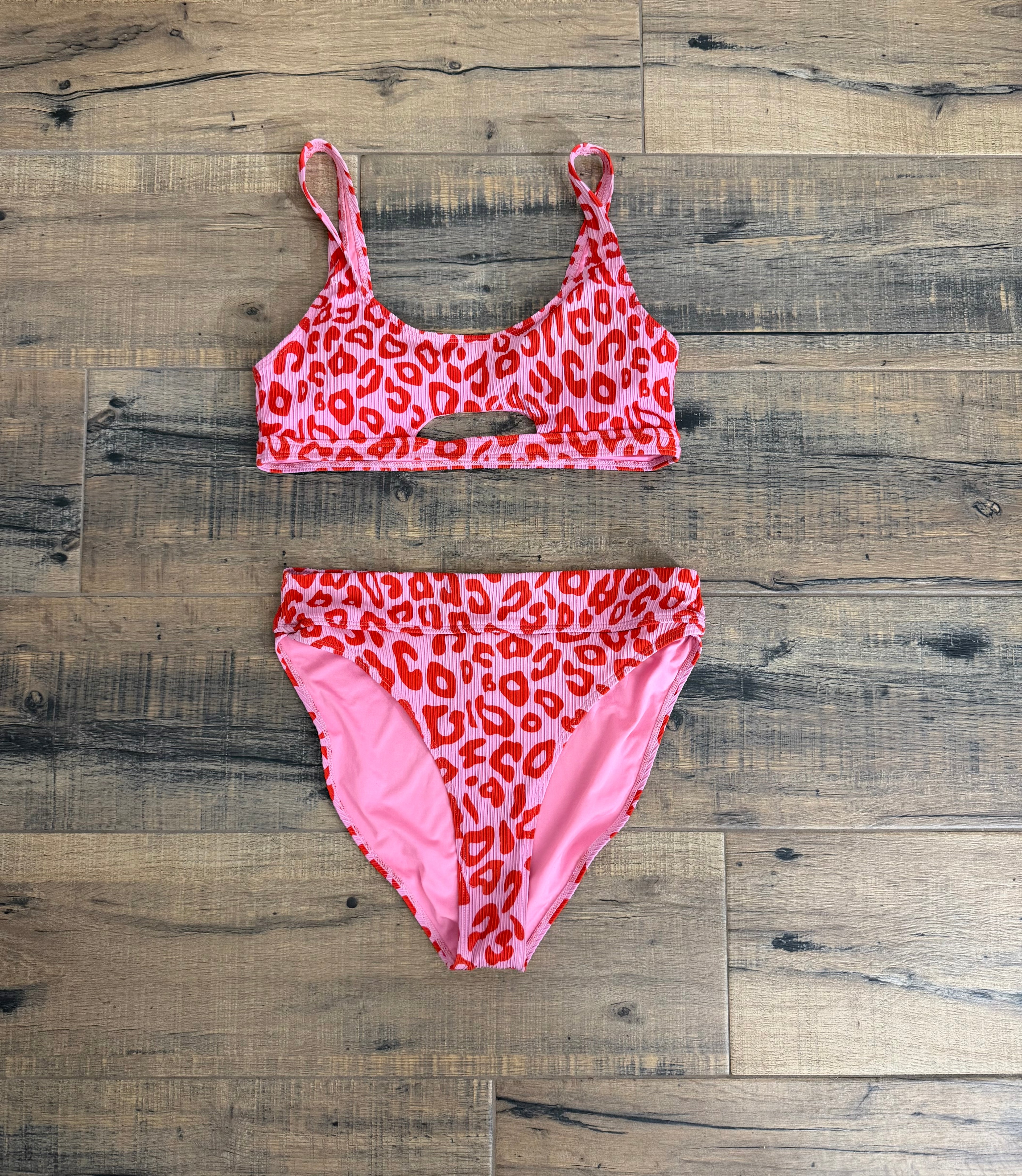 Hot pink red leopard bikini