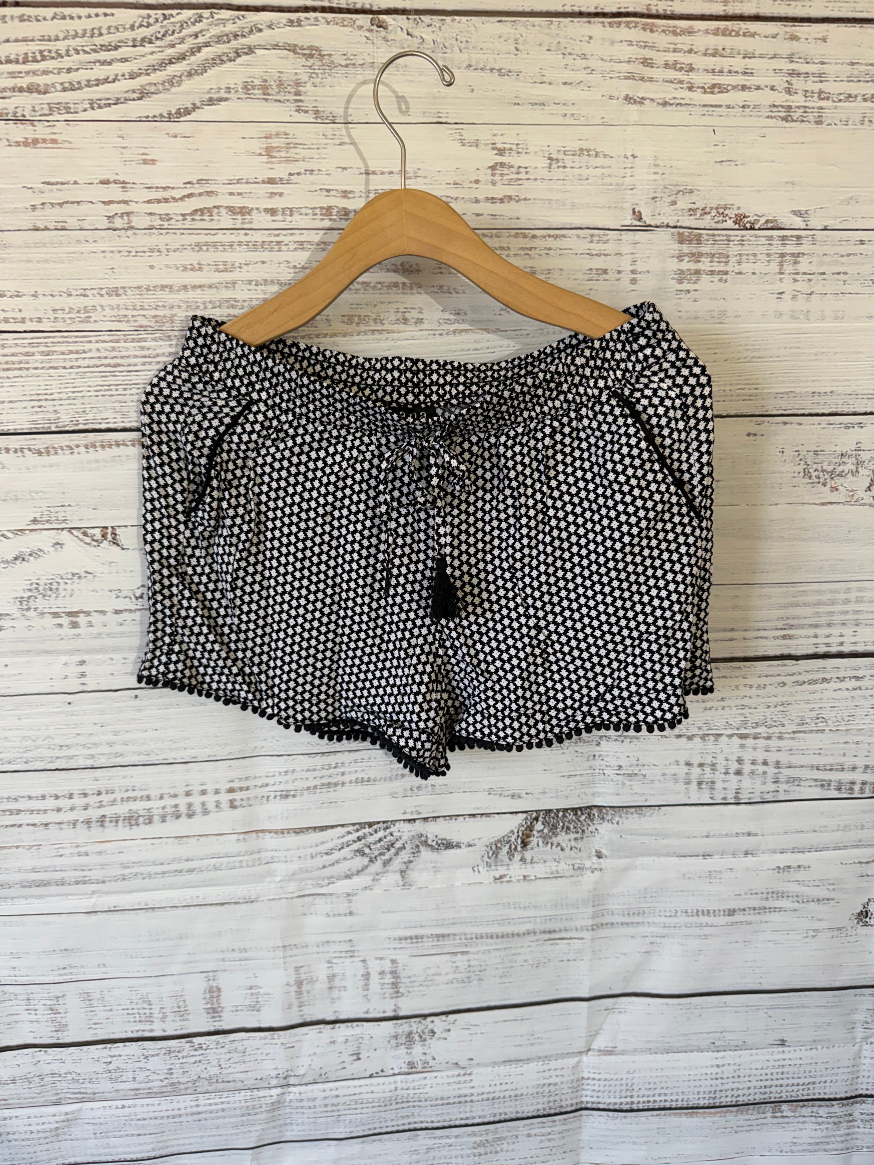 Black and white floral shorts